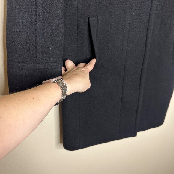 J. Crew Womens Wool Stadium Cloth Cocoon Coat Size 0 Black Capsule Minimalist - Picture 4 of 8